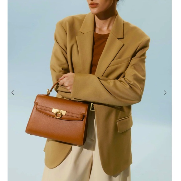 Parisa Wang Grace Top Handle Leather Handbag Purse - Chestnut Brown 🤎🤎🤎 - Picture 2 of 7